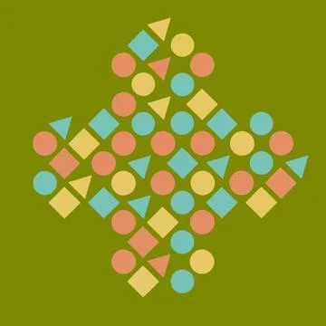 Geometric Shapes Pattern on Olive Background Иллюстрация