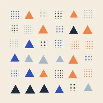 Geometric shapes pattern with triangles and dots arranged on a light backgr.. Stock Illustration