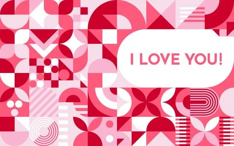 Geometric shapes pattern, Valentine Day card Stock Illustration