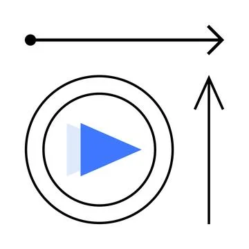 Geometric Shapes with Play Button and Arrows Indicating Motion and Direction 스톡 일러스트