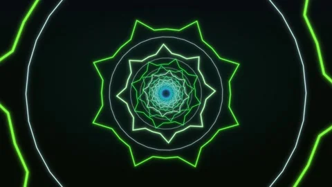 Geometric shapes pulse in a bright green and blue pattern Stock Footage 337301372
