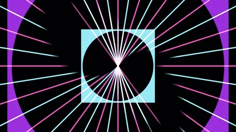 Geometric shapes radiating light in a digital pattern with pulsing neon color Stock Footage 342512119