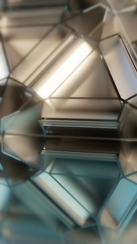 Geometric Shapes reflect light in an abstract scene Stock Footage 344430918