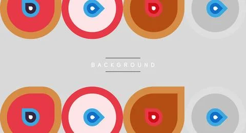 Geometric shapes repeat. Circles, ovals, dots create abstract pattern. Gray Stock Illustration