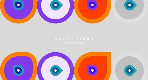 Geometric shapes repeat. Circles, ovals, vibrant hues create playful pattern. Stock Illustration