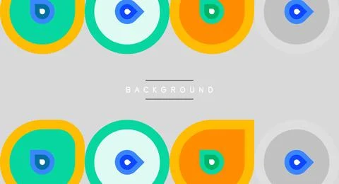 Geometric shapes repeat. Circles, squares, teal, orange, blue, gray create Stock Illustration