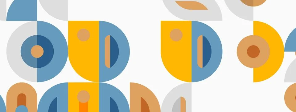 Geometric shapes repeat, creating abstract pattern. Colors include blue, ye.. イラスト素材