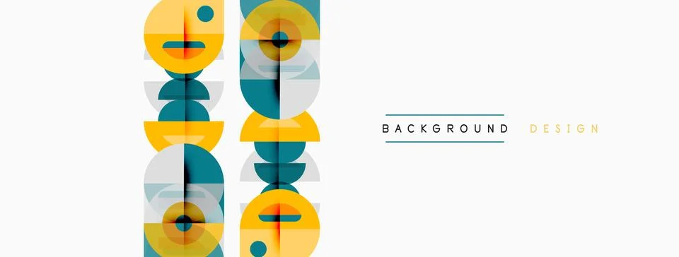 Geometric shapes repeat, creating modern pattern. Blue, yellow, gray tones イラスト素材
