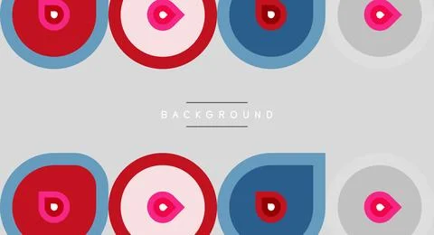 Geometric shapes repeat. Red, blue, pink colors dominate design. Simple pat.. 스톡 일러스트