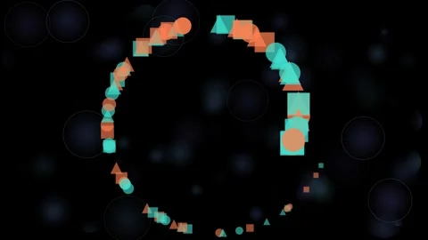 Geometric Shapes Rotating in Circular Motion Animation on Black Background Stock Footage 339925688