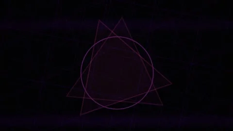 Geometric Shapes Rotating on a Dark Purple Grid Background for Dynamic Vide.. Stock Footage 343699460