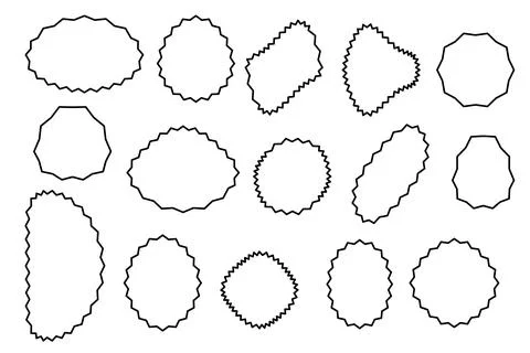 Geometric shapes round oval linear strokes, irregular, rough, black linear,.. Stock Illustration