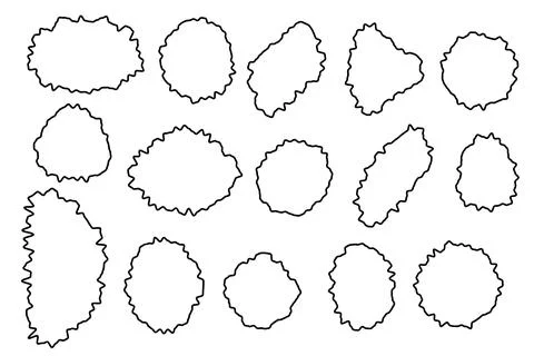 Geometric shapes round oval linear strokes, irregular, rough, black linear,.. Stock Illustration
