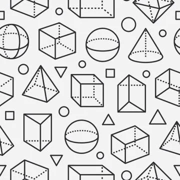 Geometric shapes seamless pattern with flat line icons. Modern abstract 스톡 일러스트