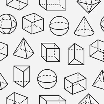 Geometric shapes seamless pattern with flat line icons. Modern abstract 库存插图