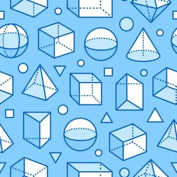 Geometric shapes seamless pattern with flat line icons. Modern abstract Illustrazione stock