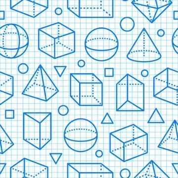 Geometric shapes seamless pattern flat line icons. Modern abstract background Stock Illustration