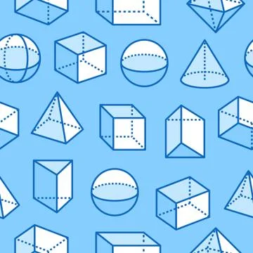 Geometric shapes seamless pattern with flat line icons. Modern abstract 스톡 일러스트