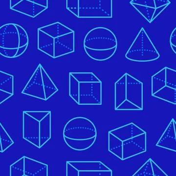 Geometric shapes seamless pattern with flat line icons. Modern abstract Stock Illustration