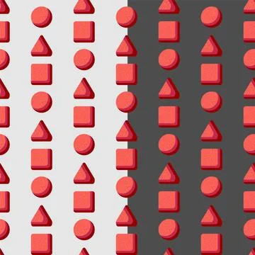 Geometric shapes seamless pattern. A grid of triangle, circle, square forms 스톡 일러스트