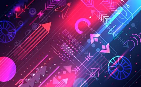 Geometric shapes set different figures and arrows collection financial Stock Illustration