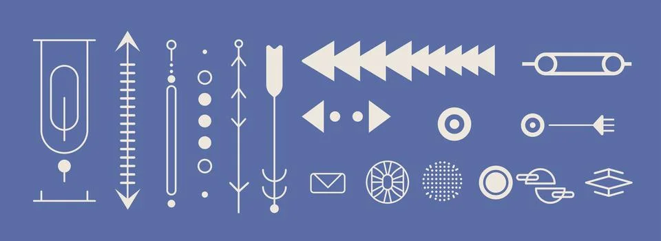 Geometric shapes set different figures and arrows collection financial Stock Illustration