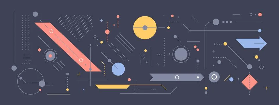 Geometric shapes set different figures and arrows collection financial Stock Illustration