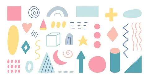 Geometric shapes set. Unique hand drawn geometric templates. Organic shapes in Stock Illustration