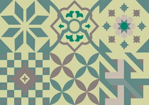 Geometric Shapes - Six different shapes, Mosaic Stock Illustration