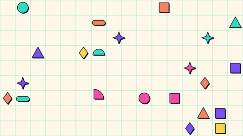 Geometric shapes sliding cell by cell on grid paper 库存影片 348296434