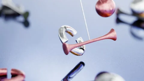 Geometric shapes swinging through ring. 3d animation looped Stock Footage 212567177