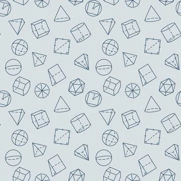 Geometric Shapes thin line seamless pattern - vector Geometry background Illustrazione stock