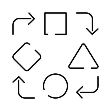Geometric shapes transforming in a continuous loop cycle Stock Illustration