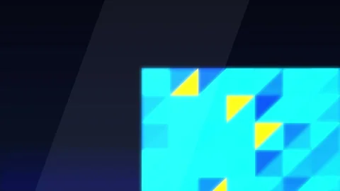 Geometric Shapes Transition with Blue Yellow Triangles on Dark Background Stock Footage 340907525