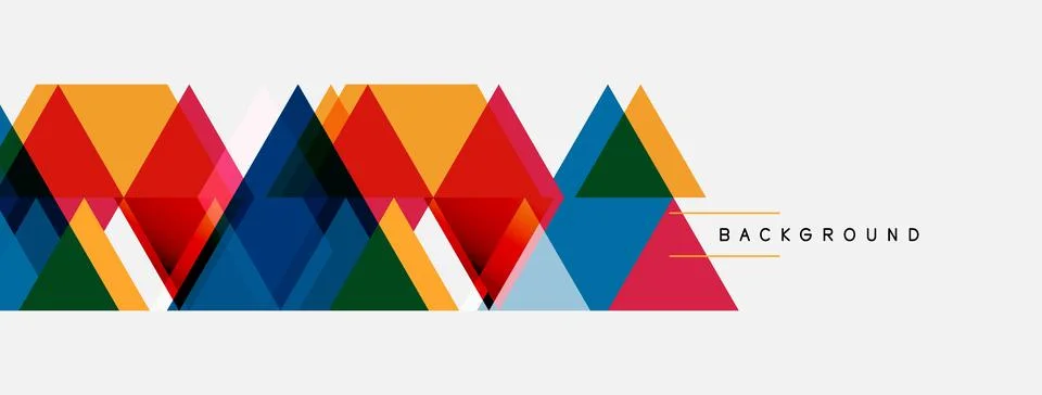 Geometric shapes, triangles, hexagons form abstract pattern. Bright colors Stock Illustration