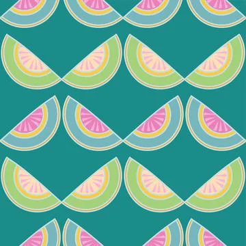 Geometric shapes vector art repeat pattern in pink and green Illustrazione stock