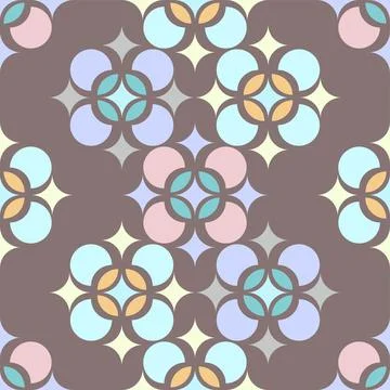 Geometric Shapes Vector Repeat Pattern In Pastel Multicolor And Brown Illustrazione stock