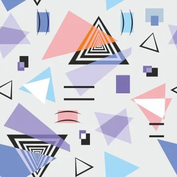 Geometric shapes, which consist of triangles on grey background.Seamless print Illustrazione stock