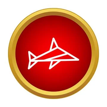 Geometric shark icon in red circle frame Stock Illustration
