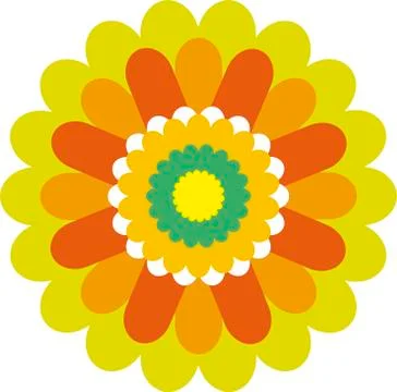 Geometric simple daisy flower icon in regular shape. Stock Illustration