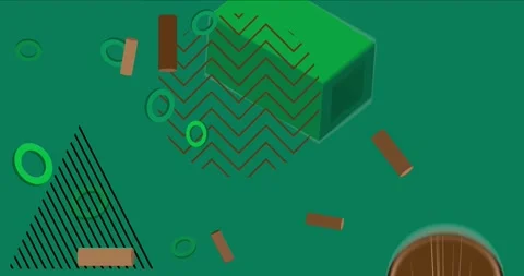 Geometric simple elements black, green and brown background animation Stock Footage 250373924