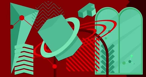 Geometric simple elements red, turquoise background animation Stock Footage 246895557