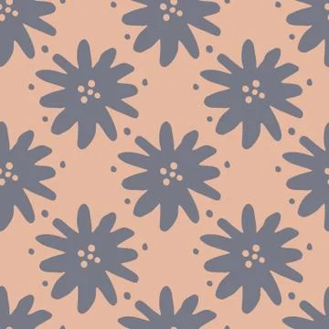 Geometric simple flower seamless pattern on ligh background. Cute chamomile e Illustrazione stock