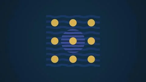 Geometric simple pattern loop. Circles, squares, lines abstract shapes Illustrazione stock