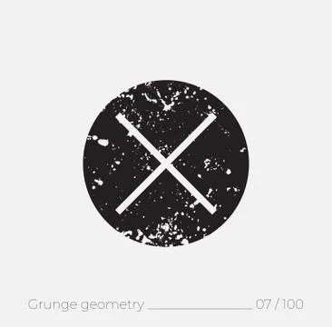Geometric simple shape in grunge retro style Stock Illustration