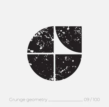 Geometric simple shape in grunge retro style Stock Illustration