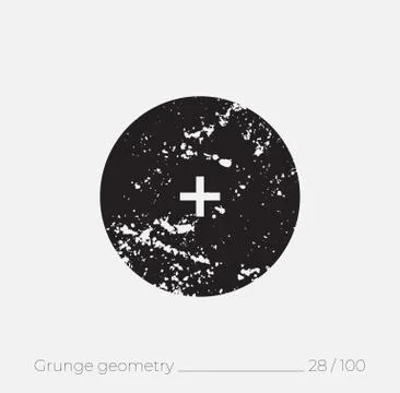 Geometric simple shape in grunge retro style Stock Illustration