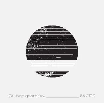 Geometric simple shape in grunge retro style Stock Illustration