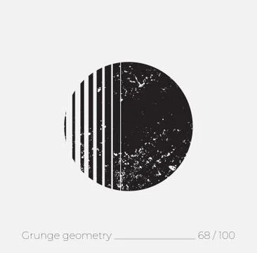 Geometric simple shape in grunge retro style Stock Illustration