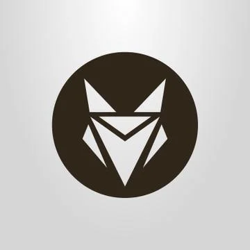 Geometric simple vector round symbol of an abstract fox head Stock Illustration
